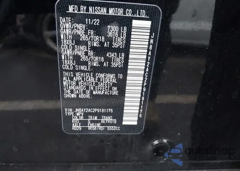 2023 Nissan Armada Sv 2Wd from USA, damaged, VIN JN8AY2AC2P9181176